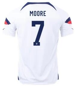 Men's United States 7# MOORE white Soccer Jersey