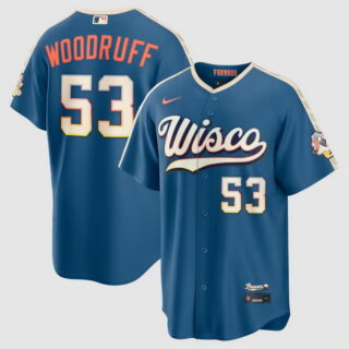 Men's Brandon Woodruff #53 Milwaukee Brewers 2026 City Connect Stadium Jersey Mineral Blue