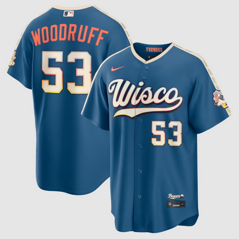 Men's Brandon Woodruff #53 Milwaukee Brewers 2026 City Connect Stadium Jersey Mineral Blue