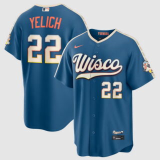 Men's Christian Yelich #22 Milwaukee Brewers 2026 City Connect Stadium Jersey Mineral Blue