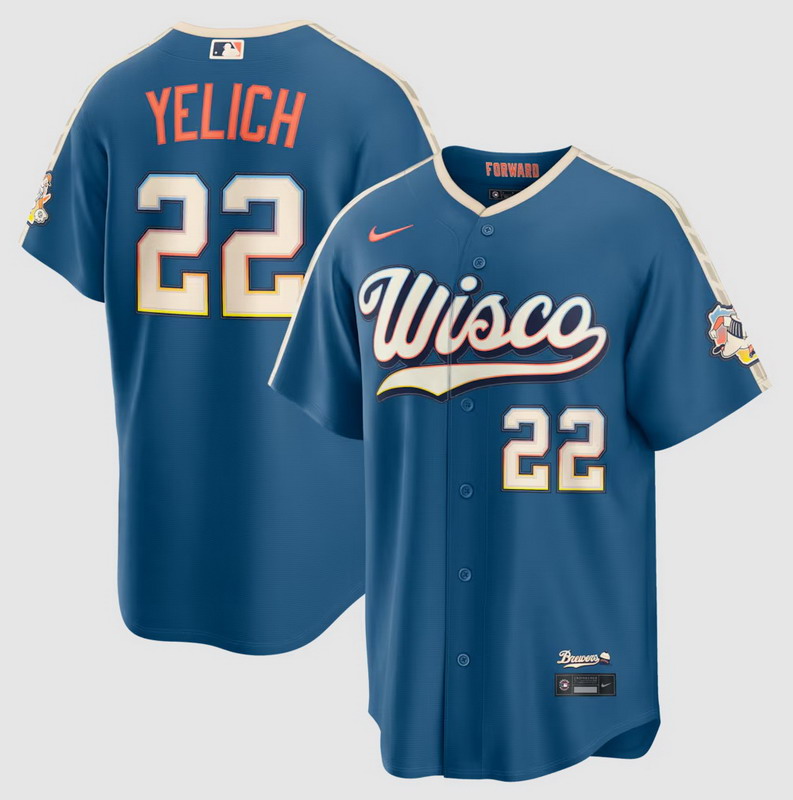 Men's Christian Yelich #22 Milwaukee Brewers 2026 City Connect Stadium Jersey Mineral Blue