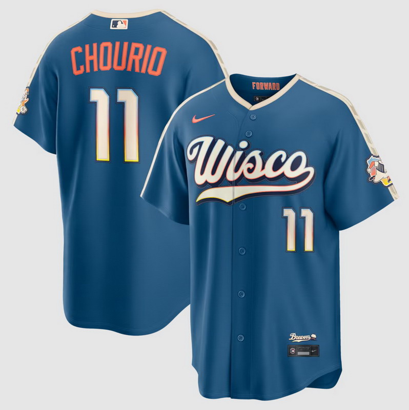 Men's Jackson Chourio #11 Milwaukee Brewers 2026 City Connect Stadium Jersey Mineral Blue