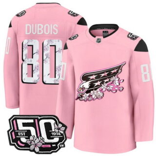 Men's Washington Capitals #80 Pierre-Luc Dubois 50th Anniversary Cherry Blossom Premium Pink Jersey - All Stitched