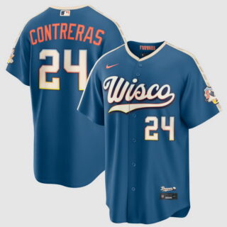 Men's William Contreras #24 Milwaukee Brewers 2026 City Connect Stadium Jersey Mineral Blue