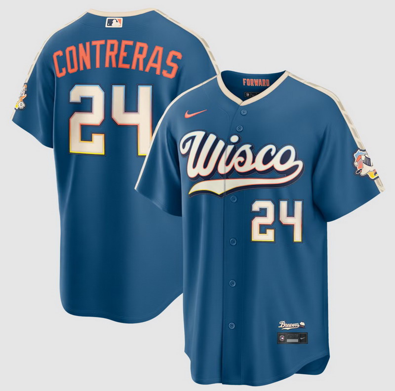 Men's William Contreras #24 Milwaukee Brewers 2026 City Connect Stadium Jersey Mineral Blue