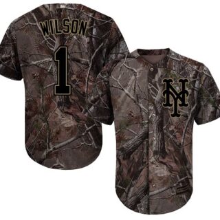 Mets #1 Mookie Wilson Camo Realtree Collection Cool Base Stitched Youth Baseball Jersey