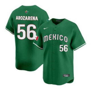 Men's Mexico Baseball #56 Randy Arozarena Green 2026 World Baseball Classic Green Jersey