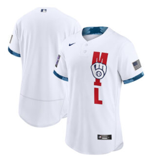 Milwaukee Brewers Blank 2021 White All-Star Flex Base Stitched MLB Jersey