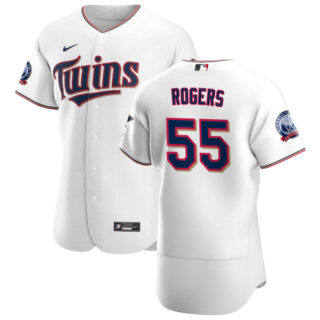 Minnesota Twins #55 Taylor Rogers Men's Nike White Home 2020 60th Season Authentic Team MLB Jersey