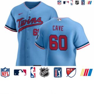 Minnesota Twins #60 Jake Cave Men's Nike Light Blue Alternate 2020 Authentic Team MLB Jersey