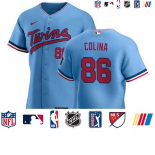 Minnesota Twins #86 Edwar Colina Men's Nike Light Blue Alternate 2020 Authentic Team MLB Jersey