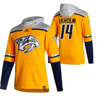 Nashville Predators #14 Mattias Ekholm Reverse Retro Pullover Hoodie Gold