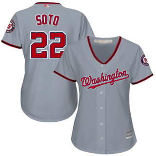 Nationals #22 Juan Soto Grey Road Women's Stitched Baseball Jersey