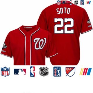 Nationals #22 Juan Soto Red New Cool Base 2019 World Series Champions Stitched Baseball Jersey