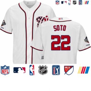 Nationals #22 Juan Soto White New Cool Base 2019 World Series Champions Stitched Baseball Jersey