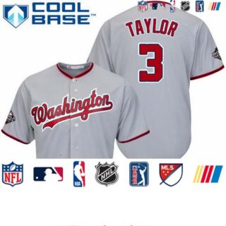 Nationals #3 Michael Taylor Grey Cool Base 2019 World Series Bound Stitched Youth Baseball Jersey