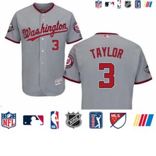 Nationals #3 Michael Taylor Grey Flexbase Authentic Collection 2019 World Series Bound Stitched Baseball Jersey