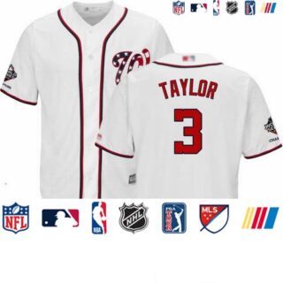 Nationals #3 Michael Taylor White Cool Base 2019 World Series Champions Stitched Youth Baseball Jersey