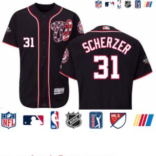 Nationals #31 Max Scherzer Navy Blue Flexbase Authentic Collection 2019 World Series Bound Stitched Baseball Jersey