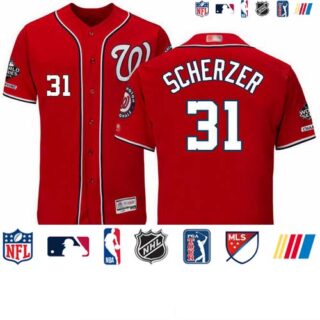 Nationals #31 Max Scherzer Red Flexbase Authentic Collection 2019 World Series Champions Stitched Baseball Jersey