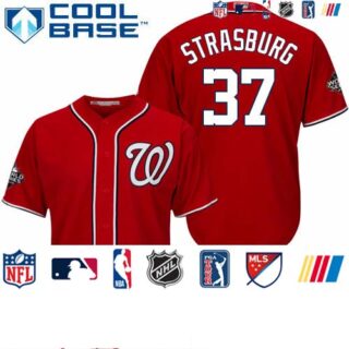 Nationals #37 Stephen Strasburg Red Cool Base 2019 World Series Bound Stitched Youth Baseball Jersey