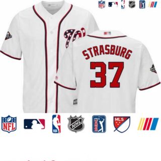 Nationals #37 Stephen Strasburg White Cool Base 2019 World Series Bound Stitched Youth Baseball Jersey