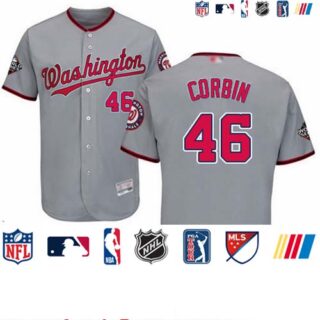 Nationals #46 Patrick Corbin Grey Flexbase Authentic Collection 2019 World Series Bound Stitched Baseball Jersey