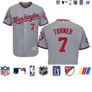 Nationals #7 Trea Turner Grey Flexbase Authentic Collection 2019 World Series Bound Stitched Baseball Jersey