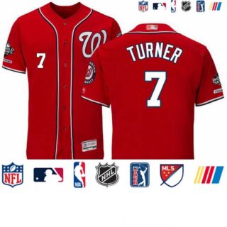 Nationals #7 Trea Turner Red Flexbase Authentic Collection 2019 World Series Champions Stitched Baseball Jersey