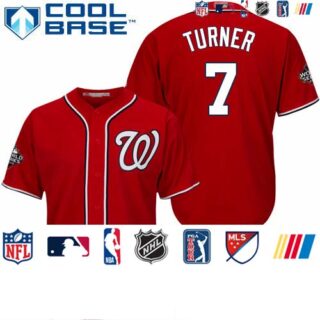 Nationals #7 Trea Turner Red New Cool Base 2019 World Series Bound Stitched Baseball Jersey