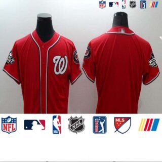 Nationals Blank Red Flexbase Authentic Collection 2019 World Series Champions Stitched Baseball Jersey