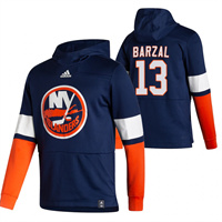 New York Islanders #13 Mathew Barzal Reverse Retro Pullover Hoodie Navy