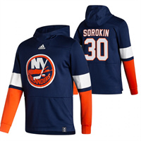 New York Islanders #30 Ilya Sorokin Reverse Retro Pullover Hoodie Navy