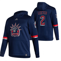 New York Rangers #2 Brian Leetch Reverse Retro Pullover Hoodie Navy