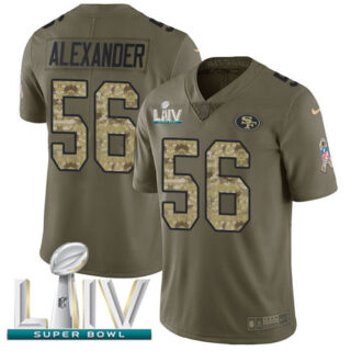 Nike 49ers #56 Kwon Alexander Olive Camo Super Bowl LIV 2020 Men's Stitched NFL Limited 2017 Salute To Service Jersey