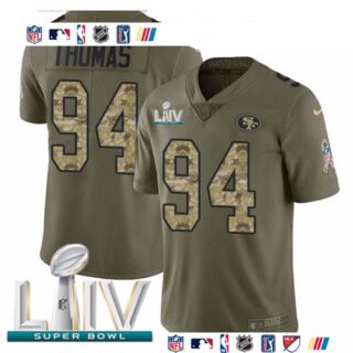 Nike 49ers #94 Solomon Thomas Olive Camo Super Bowl LIV 2020 Men's Stitched NFL Limited 2017 Salute To Service Jersey