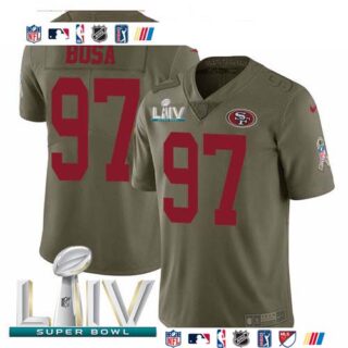 Nike 49ers #97 Nick Bosa Olive Super Bowl LIV 2020 Men's Stitched NFL Limited 2017 Salute To Service Jersey