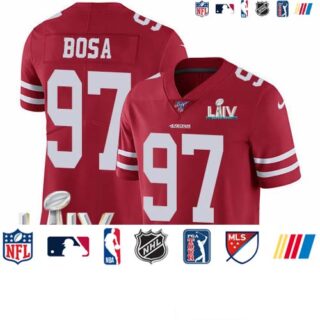 Nike 49ers #97 Nick Bosa Red Super Bowl LIV 2020 Team Color Men's Stitched NFL 100th Season Vapor Limited Jersey