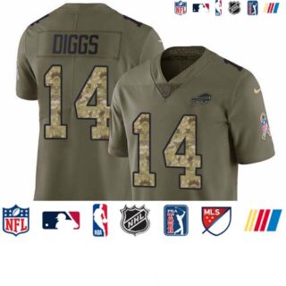 Nike Bills #14 Stefon Diggs Olive Camo Men's Stitched NFL Limited 2017 Salute To Service Jersey