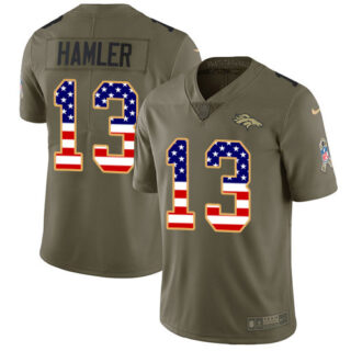 Nike Broncos #13 KJ Hamler Olive USA Flag Men's Stitched NFL Limited 2017 Salute To Service Jersey