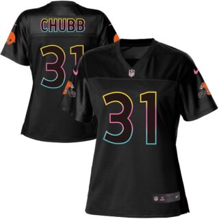 Nike Browns #31 Nick Chubb Black Women's NFL Fashion Game Jersey