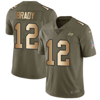 Nike Buccaneers #12 Tom Brady Olive Gold Men's Stitched NFL Limited 2017 Salute To Service Jersey