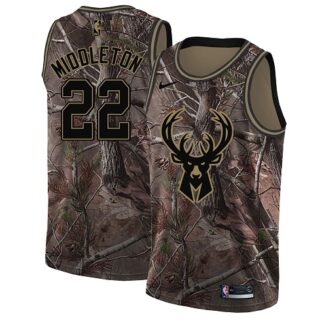 Nike Bucks #22 Khris Middleton Camo Women's NBA Swingman Realtree Collection Jersey