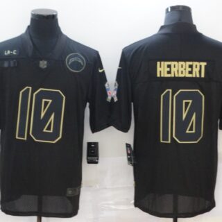 Nike Chargers 10 Justin Herbert Black 2020 Salute To Service Limited Jersey