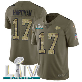 Nike Chiefs #17 Mecole Hardman Olive Camo Super Bowl LIV 2020 Men's Stitched NFL Limited 2017 Salute To Service Jersey