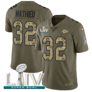 Nike Chiefs #32 Tyrann Mathieu Olive Camo Super Bowl LIV 2020 Men's Stitched NFL Limited 2017 Salute To Service Jersey