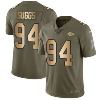 Nike Chiefs #94 Terrell Suggs Olive Gold Men's Stitched NFL Limited 2017 Salute To Service Jersey