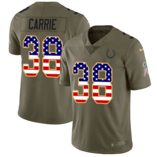 Nike Colts #38 T.J. Carrie Olive USA Flag Men's Stitched NFL Limited 2017 Salute To Service Jersey