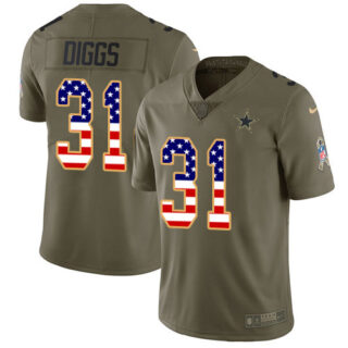 Nike Cowboys #31 Trevon Diggs Olive USA Flag Men's Stitched NFL Limited 2017 Salute To Service Jersey