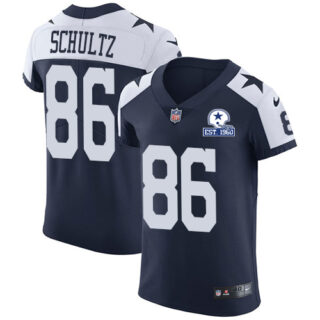 Nike Cowboys #86 Dalton Schultz Navy Blue Thanksgiving Men's Stitched With Established In 1960 Patch NFL Vapor Untouchable Throwback Elite Jersey